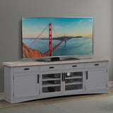 Parker House Americana Modern - Dove 92 In. TV Console Dove with Weathered Natural Top Poplar Solids / Birch Veneers with Oak Top AME#92-DOV