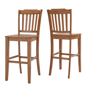 Homelegance By Top-Line Juliette Slat Back Bar Height Chairs (Set of 2) Oak Rubberwood