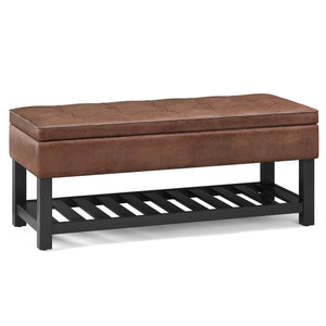 English Elm Cosmopolitan - Versatile Storage Ottoman Bench In Distressed Brown Faux Leather For Any Room Decor B136P158562