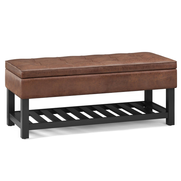 English Elm Cosmopolitan - Versatile Storage Ottoman Bench In Distressed Brown Faux Leather For Any Room Decor B136P158562