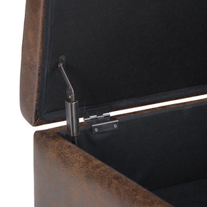 English Elm Owen - Versatile Coffee Table Storage Ottoman In Distressed Chestnut Brown For Family-Friendly Spaces B136P159188-GIGA