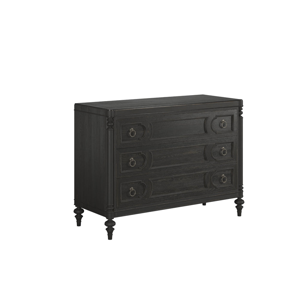 Atrium 3 Drawer Chest - Elegant Blackened Sable Finish with Curved Moldings & Oil Rubbed Bronze Pulls