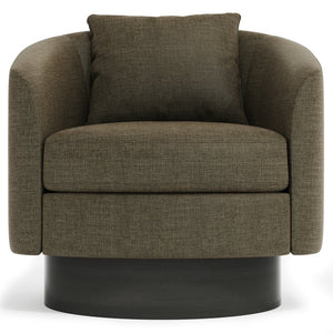 Bernhardt Bernhardt Camino Swivel Chair With Barrel Back, Spring-Down Cushioning, Dusk Wood Base, 360° Rotation N5712SA