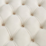 Homelegance By Top-Line Piper Gold Finish Velvet Button Tufted Round Ottoman Beige Velvet