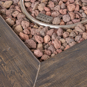 English Elm Anchorage Square Mgo Wood Burning Fire Pit Outdoor Patio Heat 40000 Btu Grey 57551.00BRN-40K