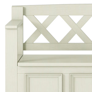 English Elm Amherst Solid Wood Entryway Storage Bench - Rustic Antique White, Hidden Storage & Seating For Two B136P158335