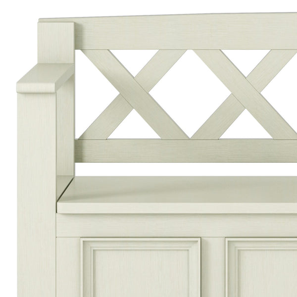 English Elm Amherst Solid Wood Entryway Storage Bench - Rustic Antique White, Hidden Storage & Seating For Two B136P158335