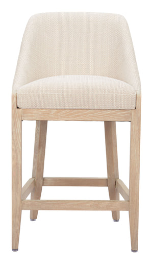Zuo Modern Calmo Counter Stool Beige - Chic Modern Design With Polyester Fabric And Solid Ash Wood For Any Space Beige 100% Polyester,Plywood,Solid Ash Wood 110648-zuo-modern