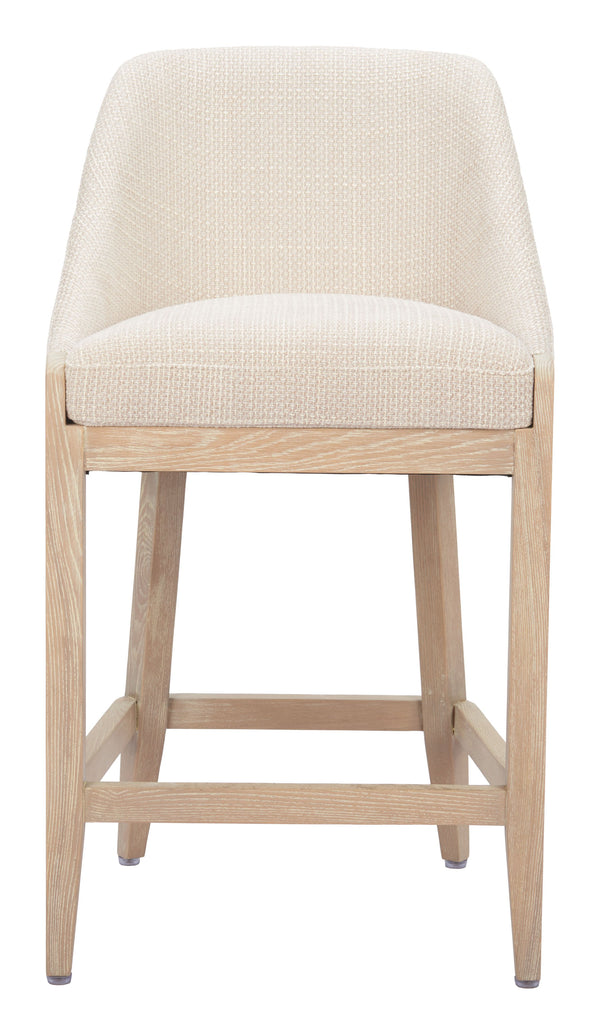Zuo Modern Calmo Counter Stool Beige - Chic Modern Design With Polyester Fabric And Solid Ash Wood For Any Space Beige 100% Polyester,Plywood,Solid Ash Wood 110648-zuo-modern