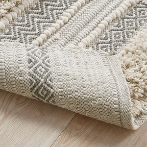 JLA Home INK+IVY - Woven Asher Hand-Woven Texture Stripe Bath Rug — Boho Shag & Geo Detail, Non-Skid, Machine-Washable 20 L x 32 W x 0.25H II72-1226