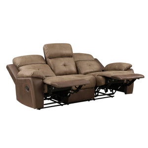 English Elm Plush Microfiber Reclining Sofa with Tufted Arms and Solid Wood Frame for Living Rooms B011P228557