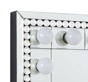 English Elm Farai Hollywood Glam Wall Mirror with Faux Crystal Diamond Border and Light Sockets B2726P446700