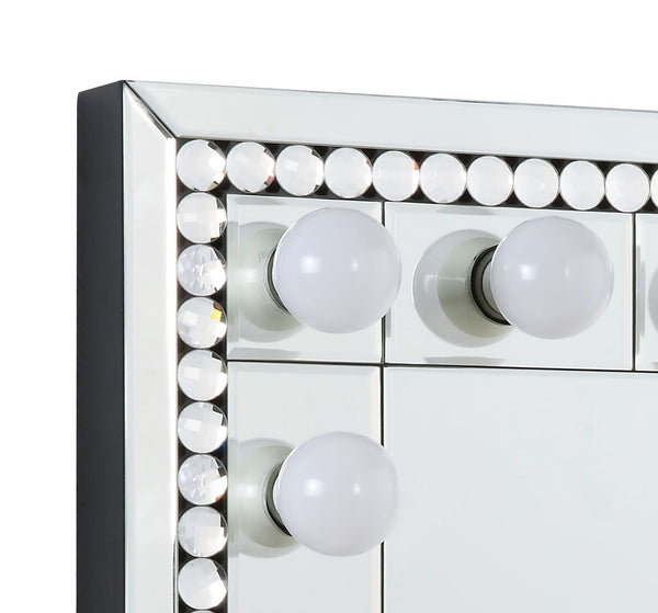 English Elm Farai Hollywood Glam Wall Mirror with Faux Crystal Diamond Border and Light Sockets B2726P446700