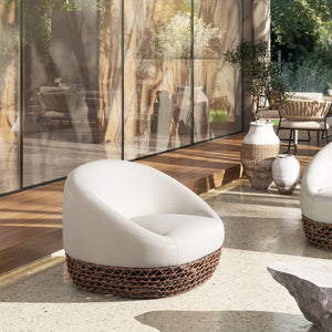 English Elm Jennifer Taylor Home - Willow Luxurious 35.5" Deep Seating Patio Armchair with Golden Brown Wicker Frame and Wheat Beige Olefin Upholstery B2719P305699