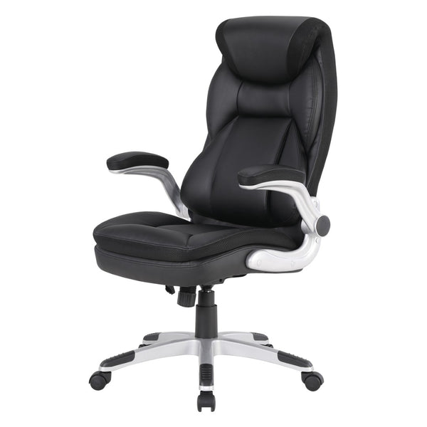 OSP Home Furnishings Exec Bonded Leather Office Chair with Lumbar Support Padded Arms and Ergonomic Tilt ECH17056-EC3