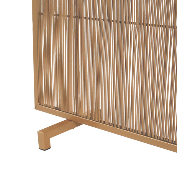 English Elm Willow Iron Fireplace Screen Powder Coated Vertical Bar Grid for Modern Interiors Golden N775P386927G