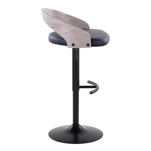 English Elm Adjustable Swivel Barstools with Faux Leather Seats and Black Metal Base Set of 3 B202S02022