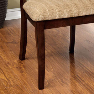 English Elm Brown Cherry Wood Dining Side Chairs Set of 2 Beige Padded Transitional Style B2741P425807
