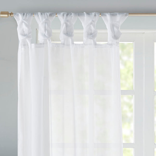 JLA Home Madison Park - Twist Voile Sheer Panels with Twist-Tab Header, OEKO-TEX Certified Light-Filtering Drapes for Rooms White MP40-5467