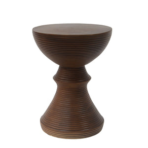 English Elm 16" Ribbed Concrete Outdoor Side Table Hourglass Sculptural Design Patio Accent N767P192100W