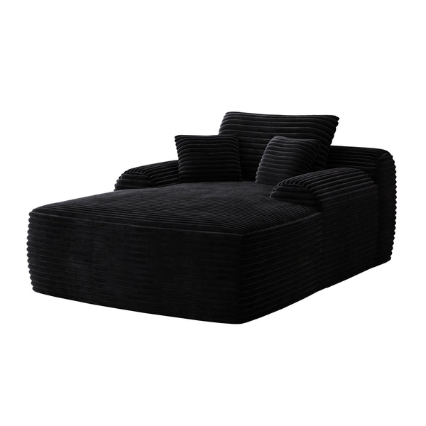 English Elm Convertible Corduroy Chaise Lounge Sleeper Chair with Pillows for Bedroom Living Room W3975P476125