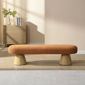 English Elm Christopher Knight Home® - Dining 64" Modern Farmhouse Storage Bench with Bouclé Upholstery and Solid Wood Legs, Durable and Stylish Orange N779P271401O