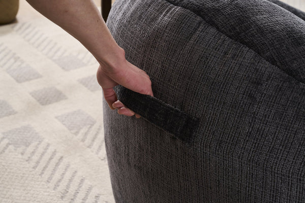 English Elm Foam Memory Foam Bean Bag Chair with Plush Chenille Cover, Large 42" Round Comfortable Lounger Black W2915P283417