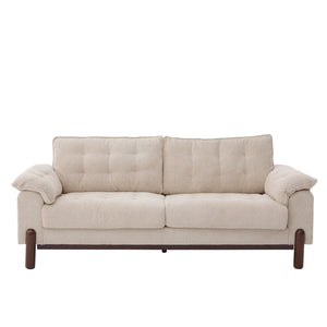 English Elm 83.5 In. Three Seat Boucle Sofa with Looped Texture and Lumbar Support for Living Rooms Beige N773IS00096B