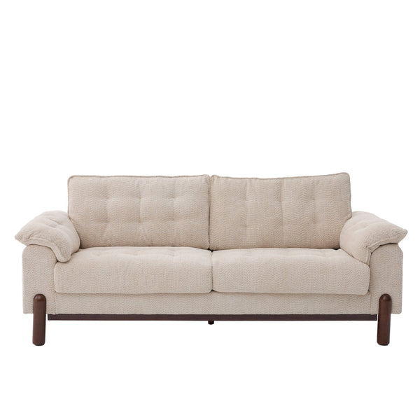 English Elm 83.5 In. Three Seat Boucle Sofa with Looped Texture and Lumbar Support for Living Rooms Beige N773IS00096B