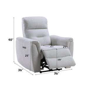 English Elm Eastre Gray Chenille Power Recliner with USB & Type-C, Pocket Coil Comfort, Solid Wood Frame B2726P375949