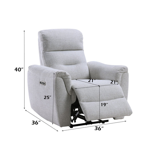 English Elm Eastre Gray Chenille Power Recliner with USB & Type-C, Pocket Coil Comfort, Solid Wood Frame B2726P375949