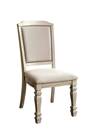 English Elm Transitional Westerham Arm Chair Set of 2 — Dark Cherry wood, upholstered comfort, gold-capped legs elegance Antique White,Ivory 43 L x 22 W x 13 H B2741P408884