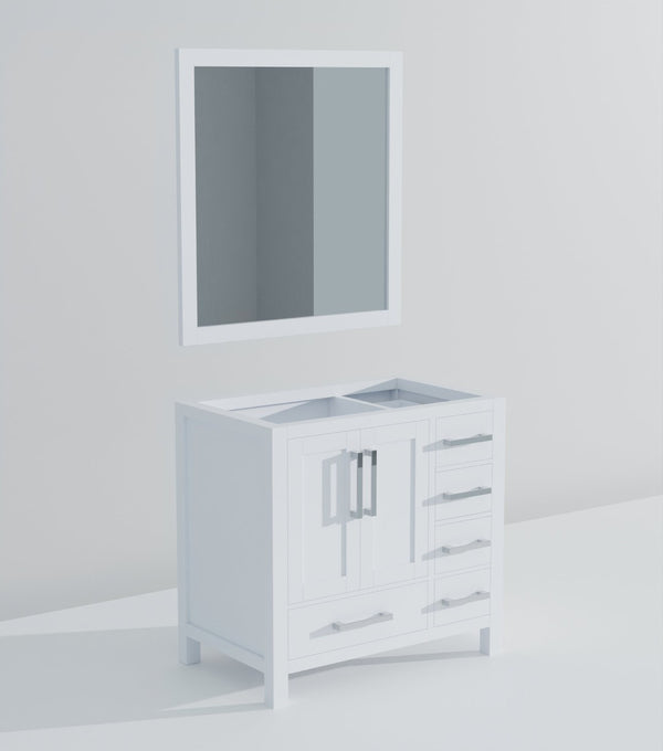 English Elm White Bath Vanity With 34 In. Mirror, 36 In. W X 22 In. D, Elegant Design & Ample Storage Solutions B2731S00506-GIGA