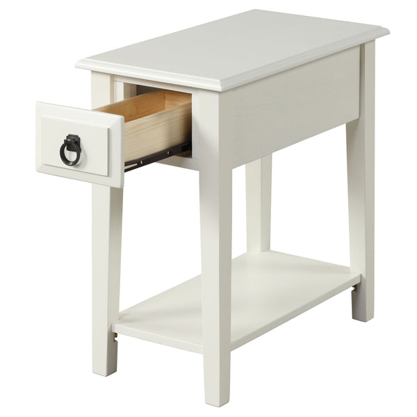 English Elm White 1-Drawer Accent Table with Shelf — Compact White Side Table, Drawer & Bottom Shelf for Stylish Storage and Display B062P209089
