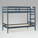 Simple Solid Wood Twin Over Twin Bunk Bed Midnight Navy SOPB3HMNWP Walker Edison