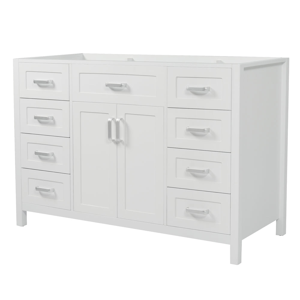 English Elm Christopher Knight Home® - 47" Bathroom Vanity Cabinet Base with 2 Soft-Close Doors & 8 Drawers, Pine Legs, Modern Classic Appeal White N759P337621K