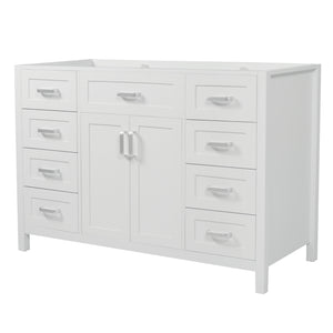 English Elm Christopher Knight Home® - 47" Bathroom Vanity Cabinet Base with 2 Soft-Close Doors & 8 Drawers, Pine Legs, Modern Classic Appeal White N759P337621K