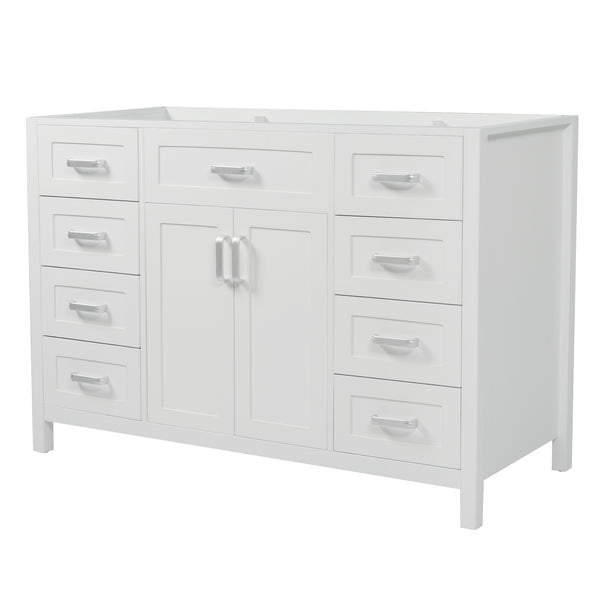 English Elm Christopher Knight Home® - 47" Bathroom Vanity Cabinet Base with 2 Soft-Close Doors & 8 Drawers, Pine Legs, Modern Classic Appeal White N759P337621K