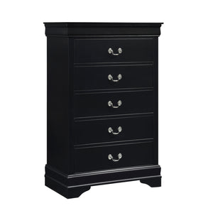 English Elm Traditional Mayville 5-Drawer Chest Black Finish with Okume Veneer & Antique Nickel Drop Handles B011P338090