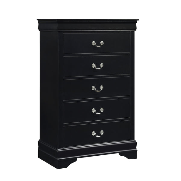 English Elm Traditional Mayville 5-Drawer Chest Black Finish with Okume Veneer & Antique Nickel Drop Handles B011P338090