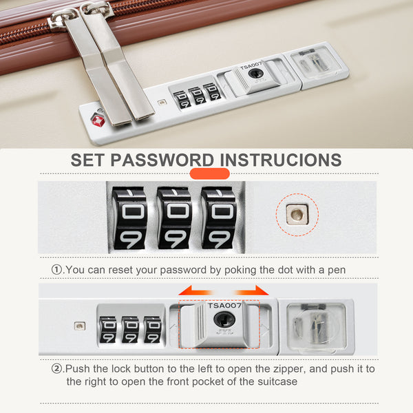 English Elm Luggage 3 Piece Abs Hard Shell Set with Usb Port Front Opening Spinner Wheels N726P268996O