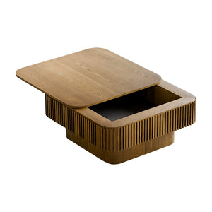 English Elm 31.5'' Square Wood Veneer Flip Top Storage Coffee Table with Slat Detail for Living Rooms Brown W1435P375248