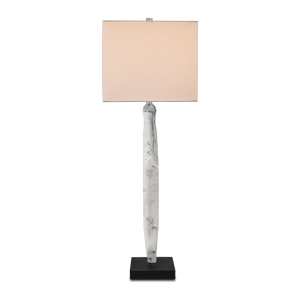 Devant Contemporary Table Lamp - White Composite with Black Swirls on Stylish Black Base, 34.75" Tall