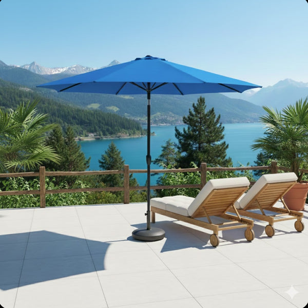 English Elm 13 Foot Cobalt Market Umbrella with Crank Lift Tilt and Uv Resistant Canopy for Outdoor Patios B082P454990