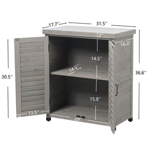 English Elm Potting Bench Solid Wood Workstation with Metal Top Louvered Cabinet Outdoor Garden Grey W2640P228394