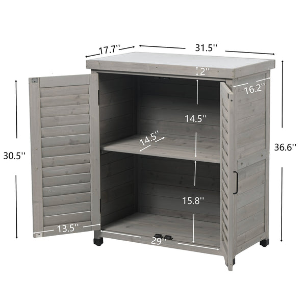 English Elm Potting Bench Solid Wood Workstation with Metal Top Louvered Cabinet Outdoor Garden Grey W2640P228394