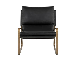 Sunpan Zancor Lounge Chair - Luxurious Leather Comfort with Unique Handcrafted Design for Stylish Relaxation Antique Brass / Charcoal Black Leather