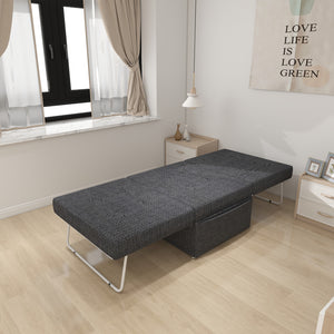 English Elm Folding Ottoman Bed with Adjustable Backrest, Metal Frame 550lb Capacity, Space-Saving Convertible Futon Sofa Chair W1935P256906