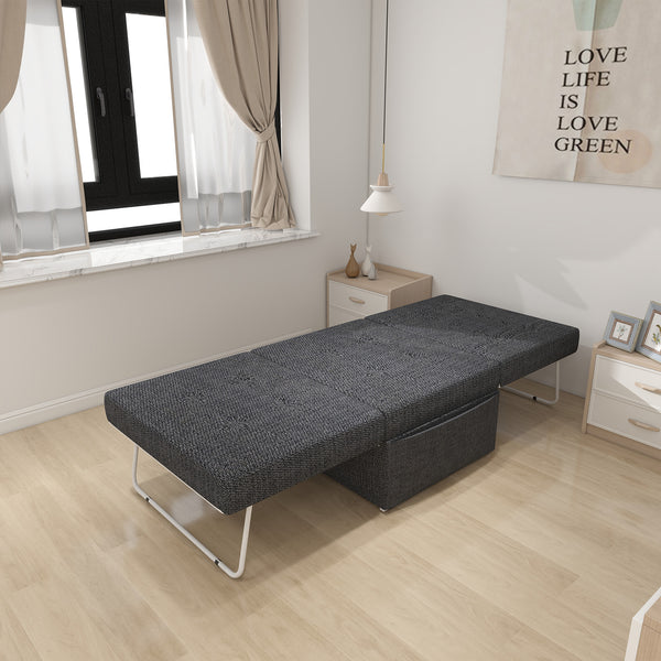 English Elm Folding Ottoman Bed with Adjustable Backrest, Metal Frame 550lb Capacity, Space-Saving Convertible Futon Sofa Chair W1935P256906