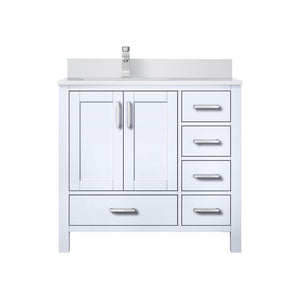 English Elm White Bath Vanity With Cultured Marble Top, Soft-Close Storage, And Chrome Faucet - 36 In. Wide B2731P259023-GIGA